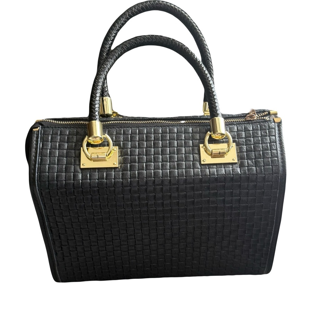 Anna Morellini Italian Woven Black Leather Purse